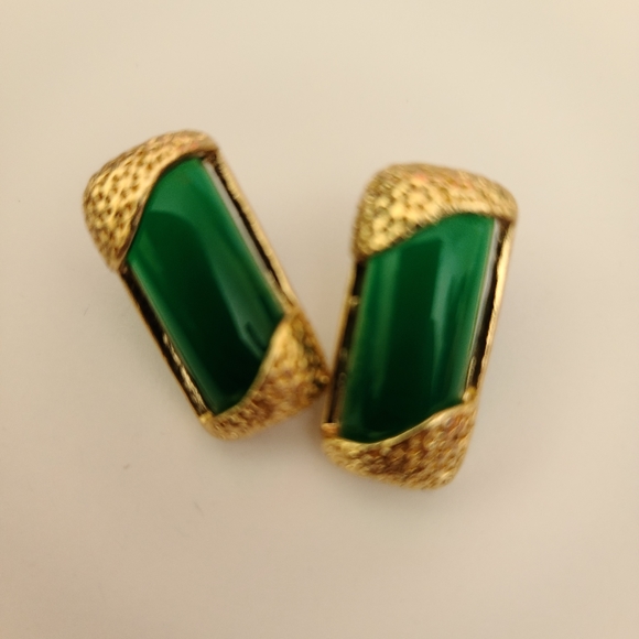 Green & gold earrings - Picture 2 of 2